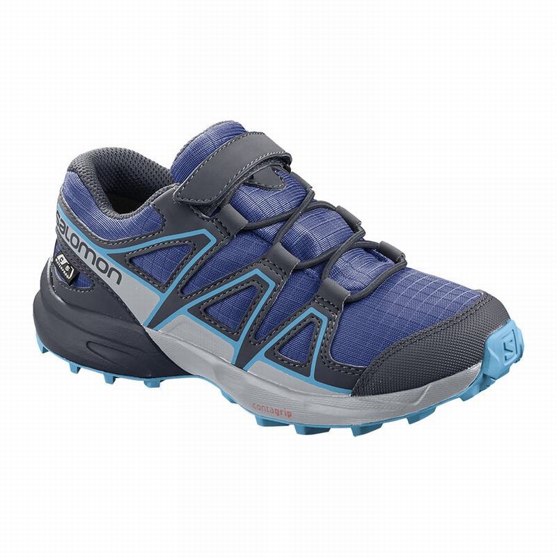 Salomon Israel SPEEDCROSS CLIMASALOMON™ WATERPROOF - Kids Trail Running Shoes - Navy/Blue (EMWU-2603